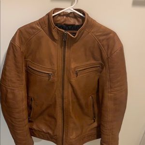 Waxed Lambskin Leather Moto Jacket